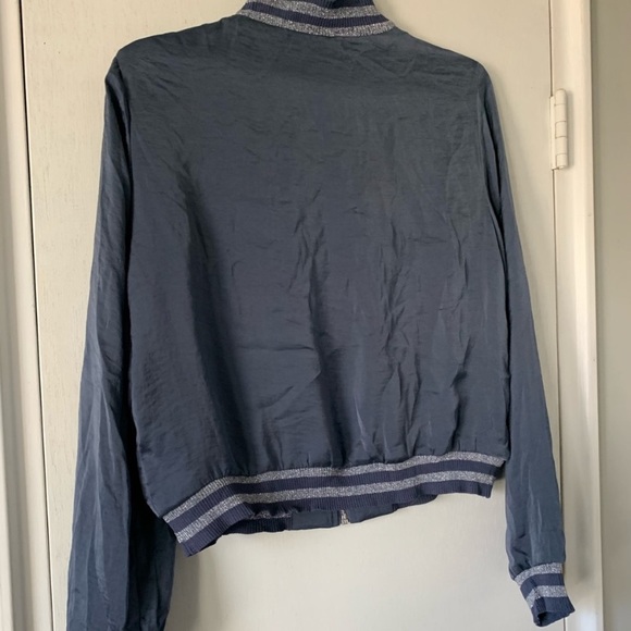 Lucy Paris Satin Bomber Jacket Clara Glitter Striped Medium - Picture 12 of 16